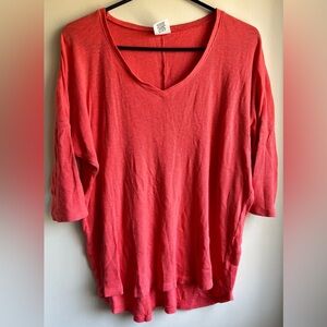 EUC Armadio Women's V-Neck Oversized Coral Top